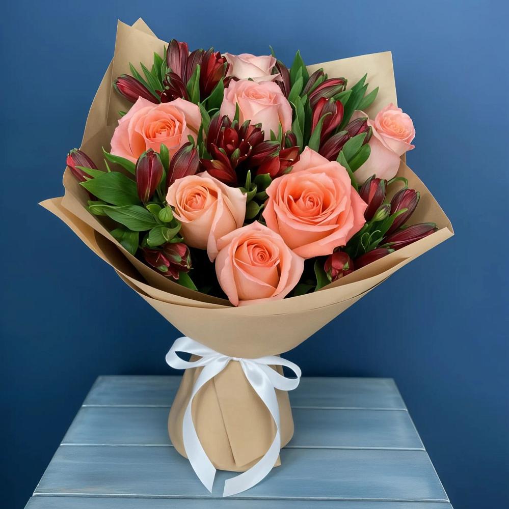 Букет цветов из: Розы и Альстромерии в Поселок Пансионата Полушкино