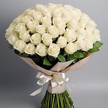 Букет 101 беля роза Белоснежка в Поселок Пансионата Полушкино