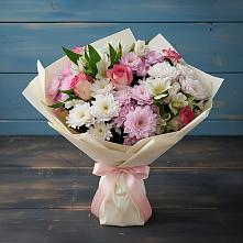 Букет цветов из:  Хризантемы, Альстромерии и Розы #REPLACE_PRED# Поселок Пансионата Полушкино