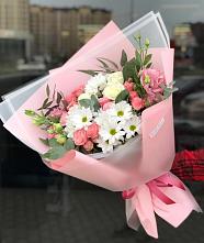 Букет цветов из:  Розы, Лизиантусы и Хризантемы в Поселок Пансионата Полушкино